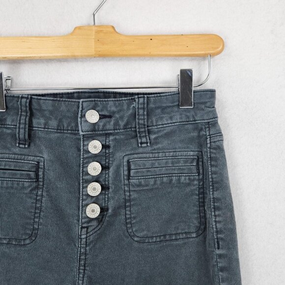 American Eagle Pants Womens 0 Gray Corduroy Super Hi Rise Flare Button Fly - Picture 2 of 12